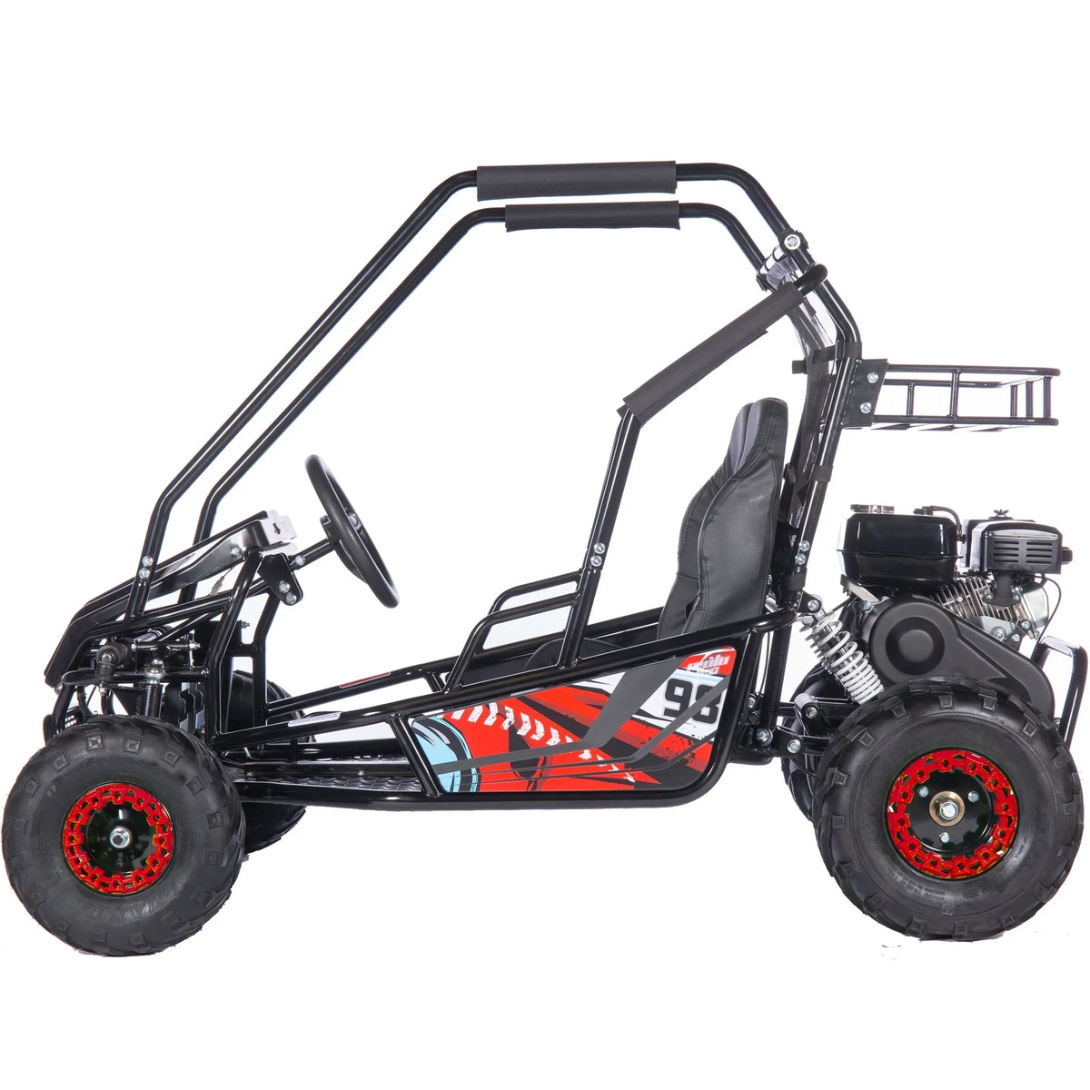 2026 NewMotoTec Mud XL 212cc 2 Seat Go Kart Full Suspension Blue