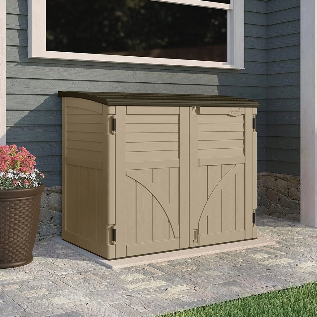 2026 NewSuncast 34 Cubic ft Horizontal Compact Outdoor Storage Shed, Sand