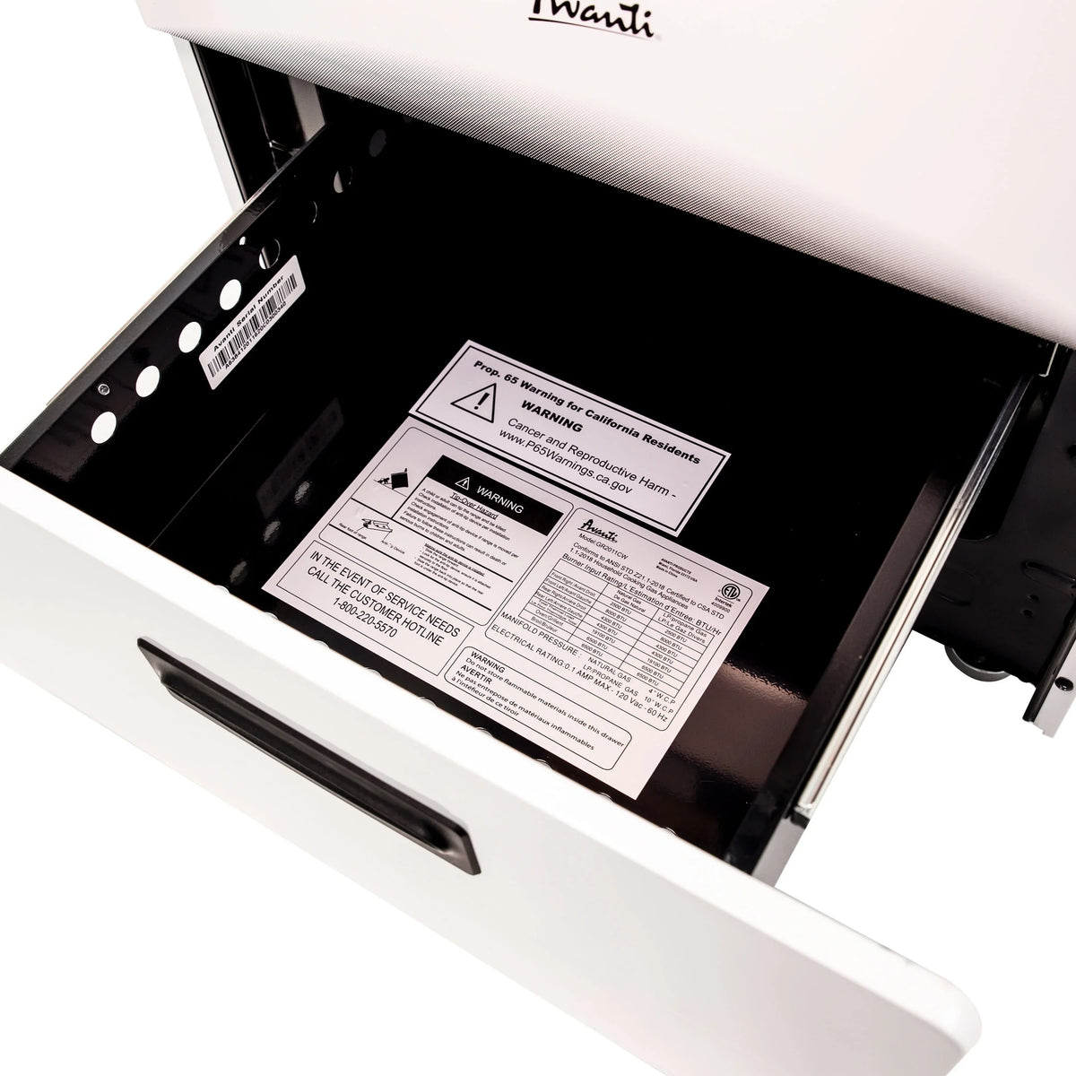 2026 NewAvanti 20" Compact Gas Range Oven, in White (GR2011CW)