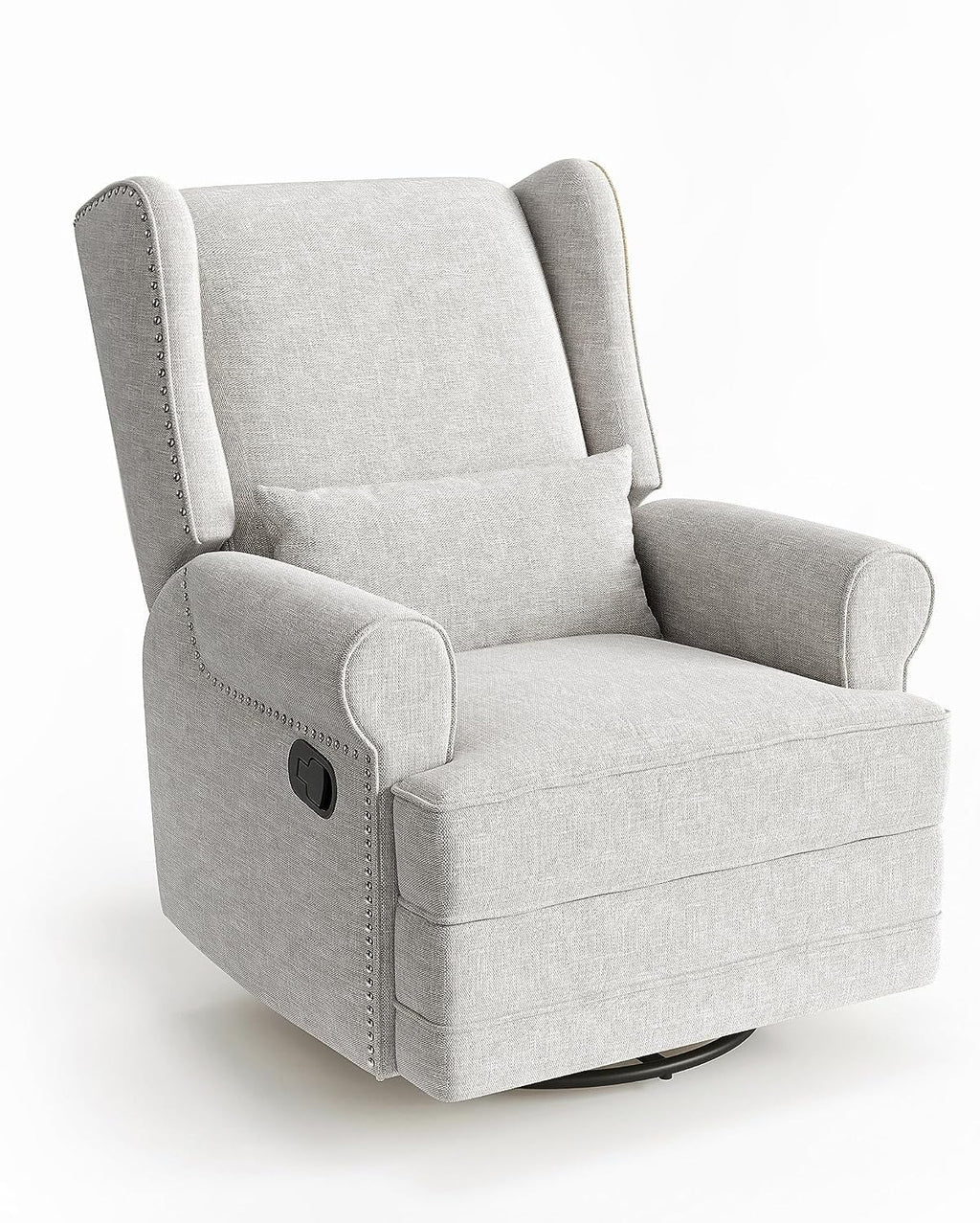 2026 NewRoyalcraft Swivel Nursery Glider Recliner, Comfy Upholstered Glider Chair with Lumbar Pillow and Footrest, Beige