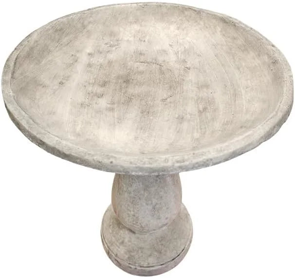 2026 NewSolid Rock Stoneworks Oval 2 Piece Birdbath - 24" Tall - Pre-Aged