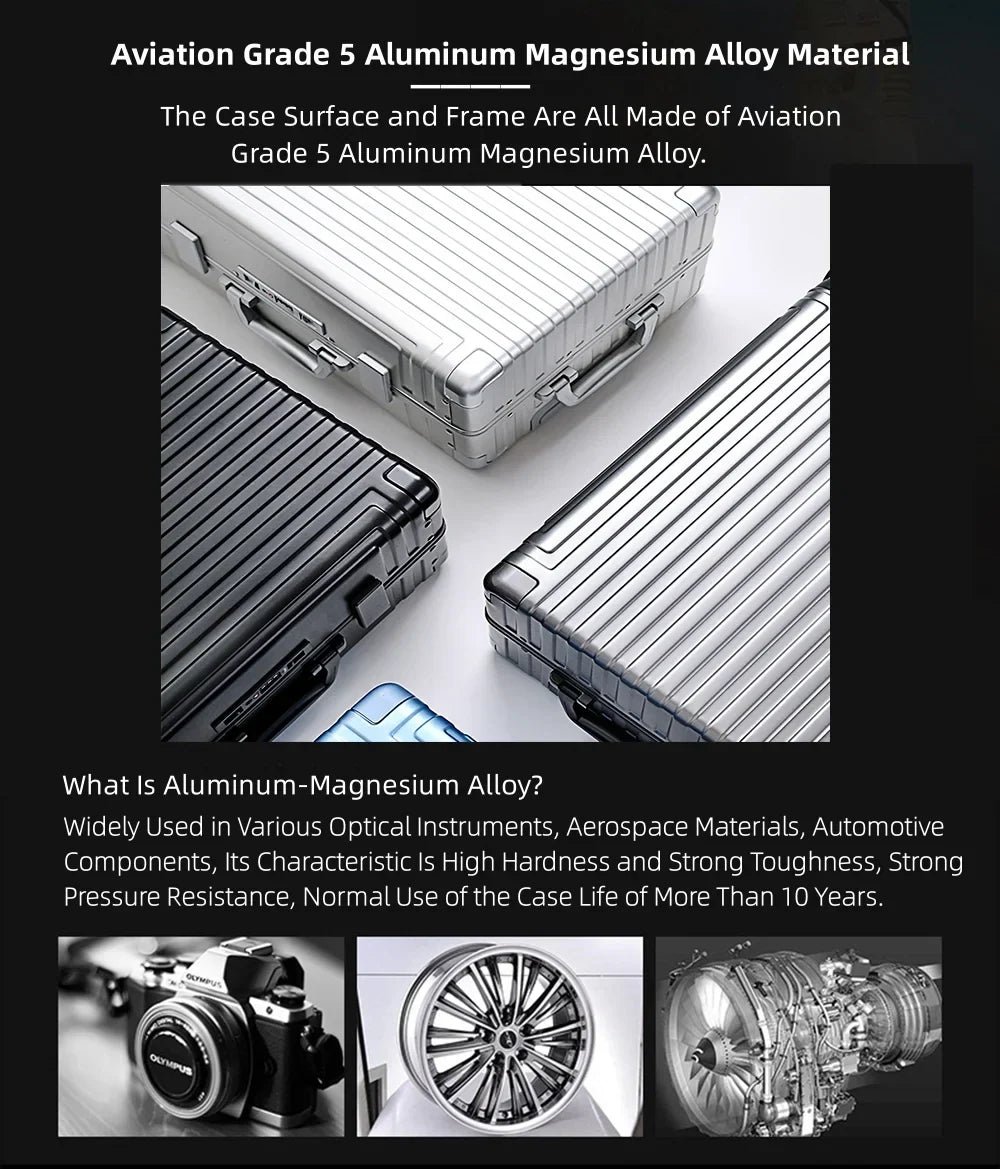 2026 NewAll Aluminum Hardshell Luggage, Airline Approved Zipperless Hardside Carry on Suitcase with Spinner Wheels, Checked Aluminium Luggage Metal Rolling Luggage Case for Travel, Business