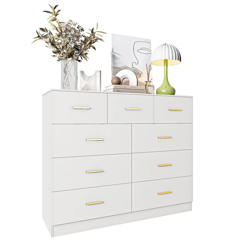 2026 NewKtaxon 6 Drawer Double Dresser Wood Dresser Storage Cabinet Drawer Organizer Chest Of Drawers, White
