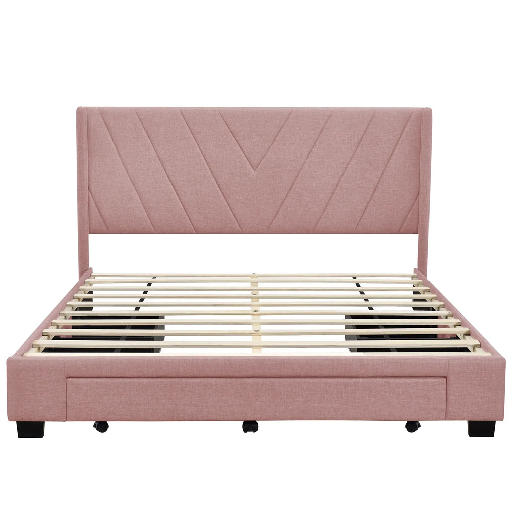 2026 NewSesslife Queen Bed Frame with Storage, New Upgraded Linen Upholstered Platform Bed with 3 Drawers, Queen Size Storage Bed with Headboard and Wooden Slats, No Box Spring Needed, Holds 500lbs, Beige