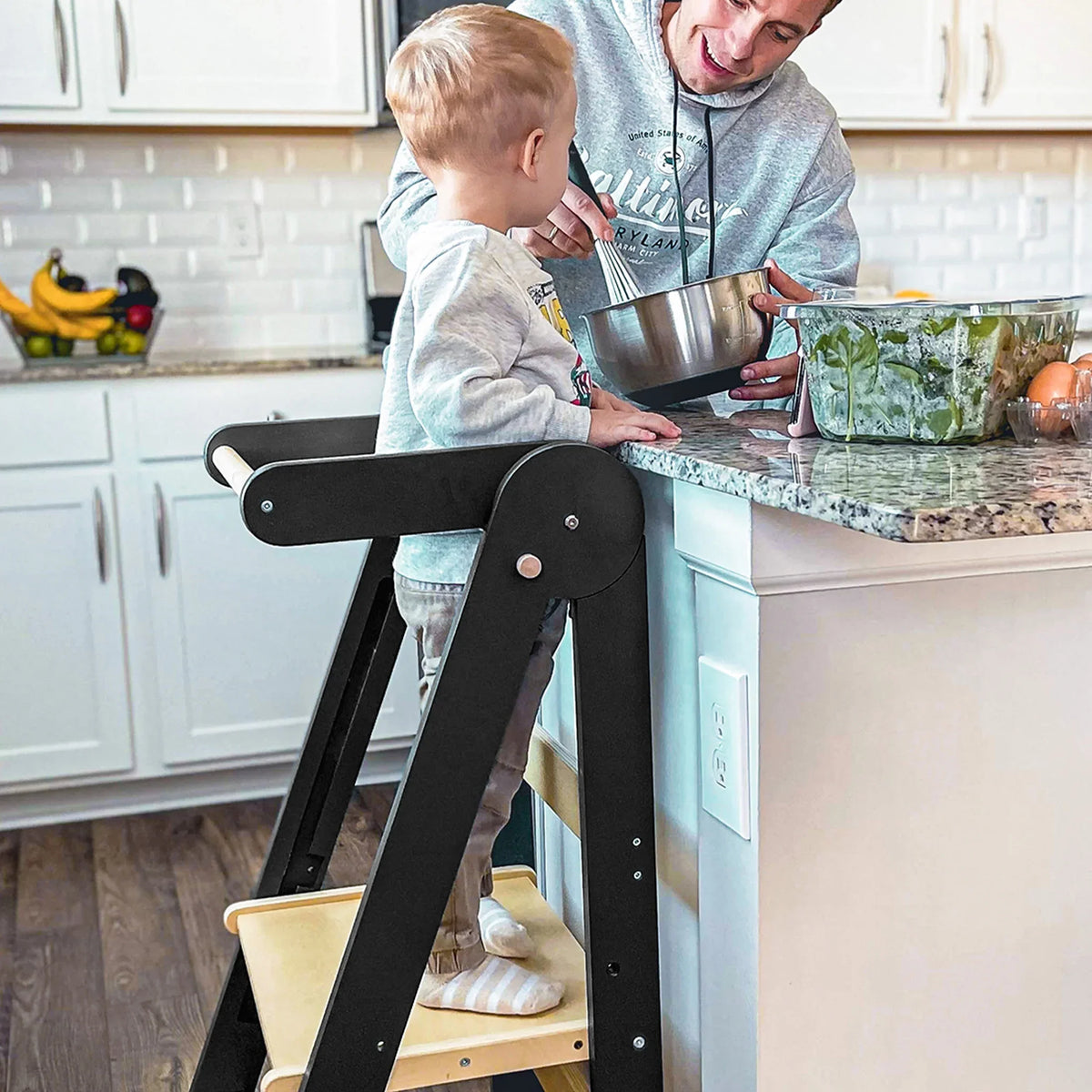 2026 NewHARPPA Foldable Toddler Kitchen Tower, Standing Tower for Kids Age 1.5-6 Years, White