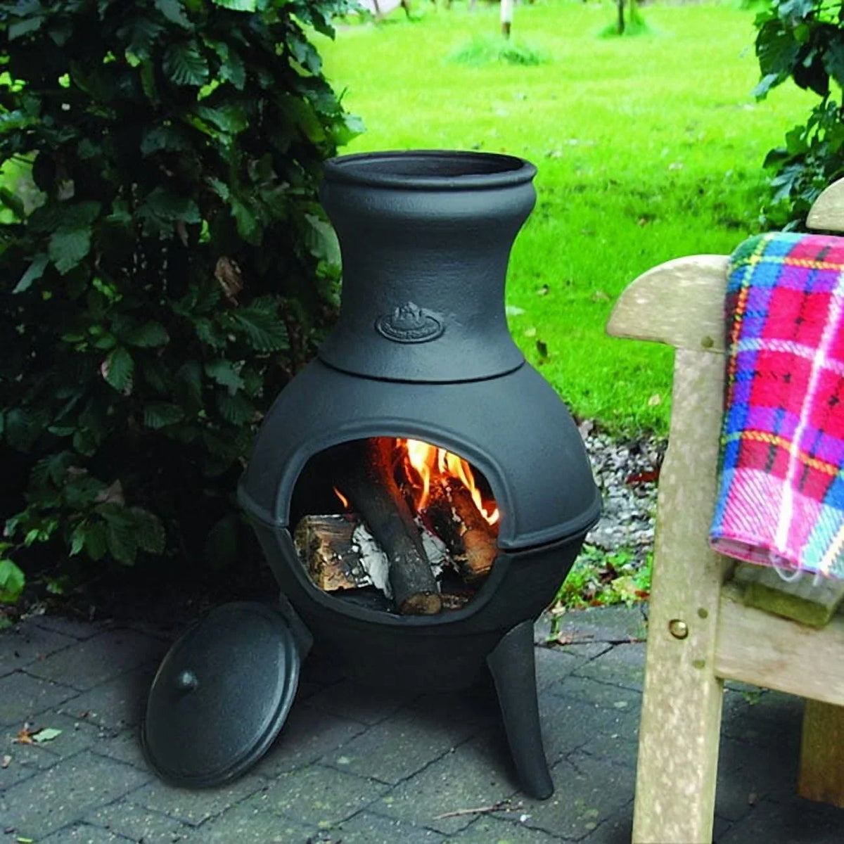 2026 NewEsschert Design 26" Black Finish Cast Iron Chiminea