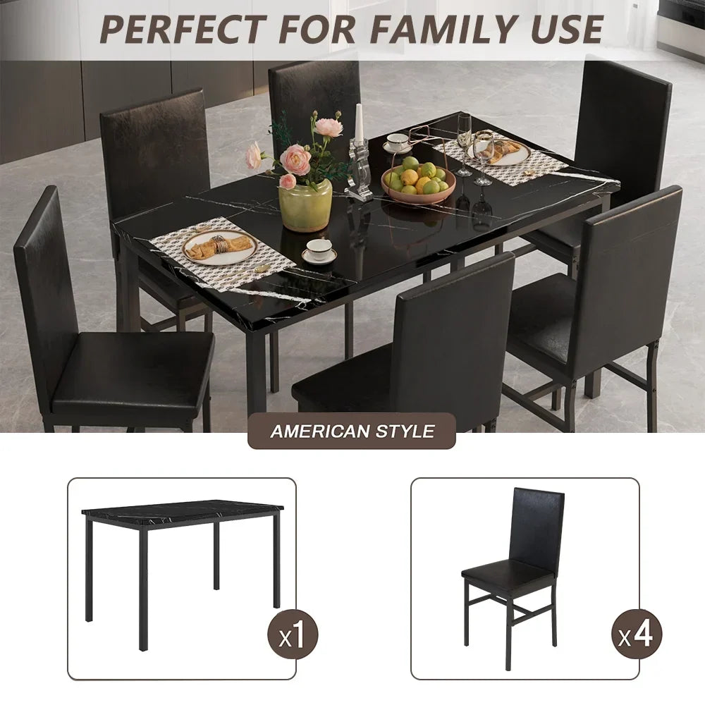 2026 NewDining Table with 6 High-back Upholstered Chairs, Modern Dinette Set, Dining Table and Chairs Set for 6 Persons, Small Home Kitchen Dining Table Set, Ideal for Apartment Breakfast Nook Bar, B1470