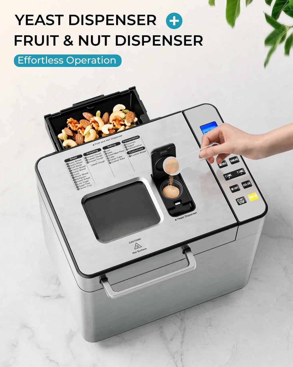 2026 NewSimzlife 25-in-1 Bread Maker Machine, 2LB Capacity for Dough & Bread with Automatic Fruit and Nut Dispenser, Stainless Steel Construction