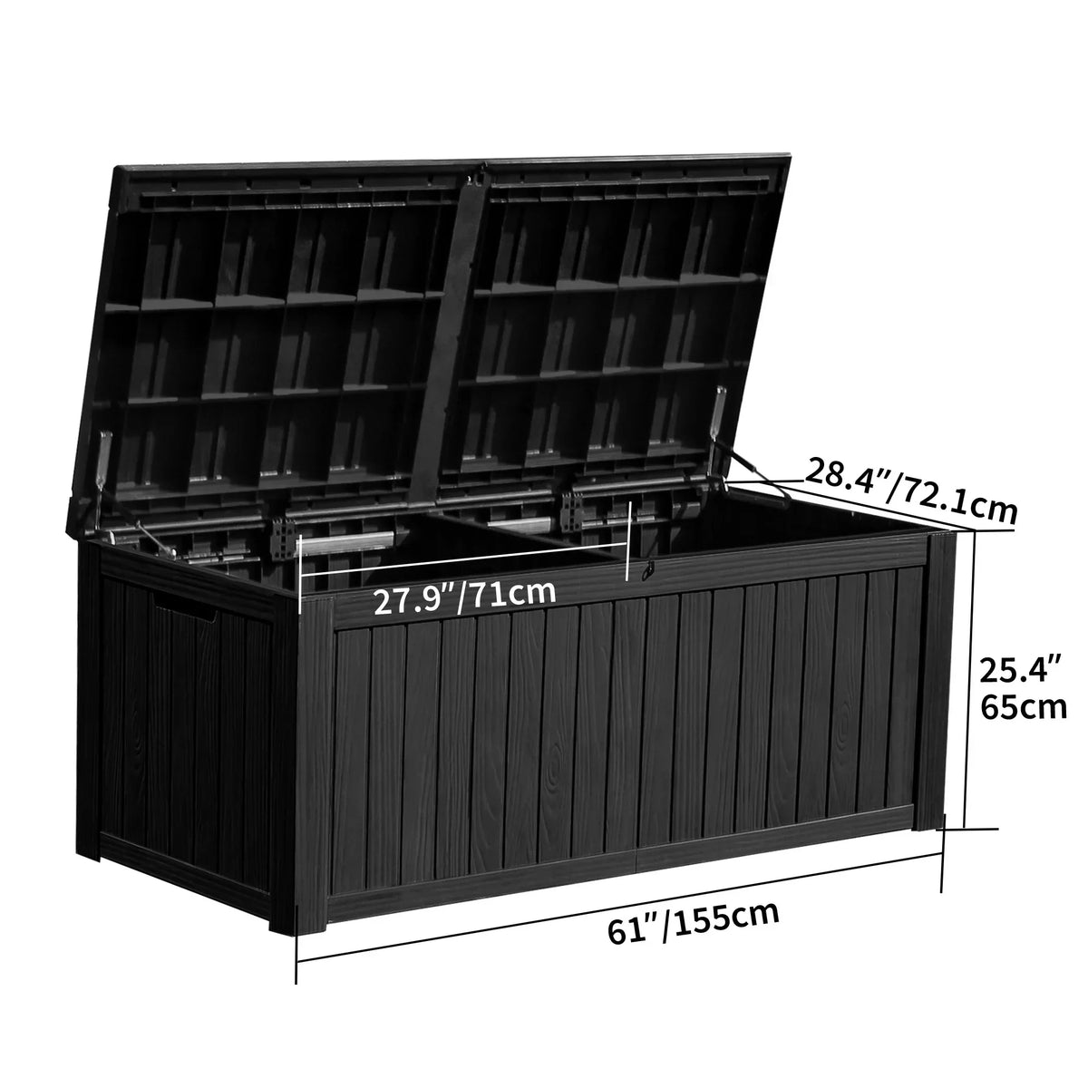 2026 NewUforic 150 Gallon Outdoor Storage Deck Box, Large Outdoor Storage Organized w/Divider,for Patio Furniture,Garden Tools, Black