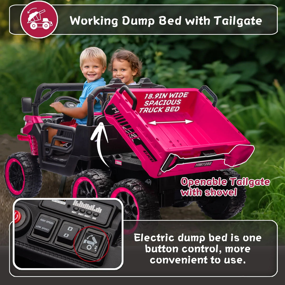 2026 NewXuanlur 24V 2 Seater Kids Ride on Car Truck, Ride on UTV W/ 2x200W Motor, 24 Volt Ride on Toys W/ Dump Bed/Shovel, Electric Car for Kids W/ Durable Tires, LED Light, Music, Remote Control, Black