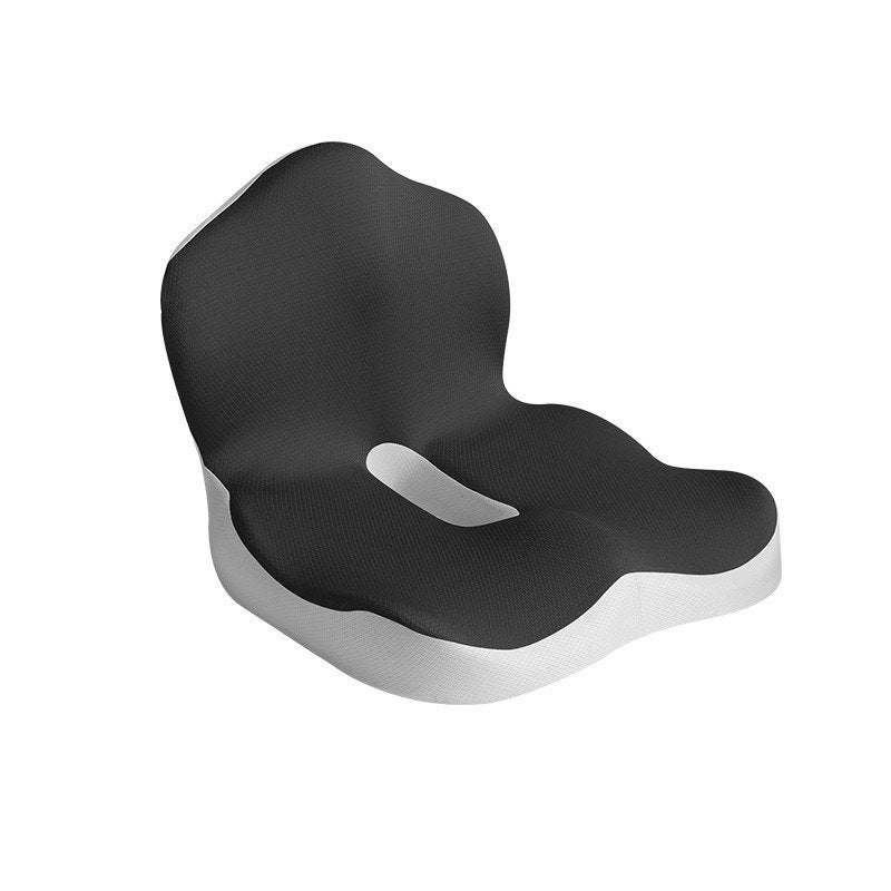 Ergonomisch 2-in-1 traagschuim zit- en rugkussen voor bureaustoel, zwart en wit