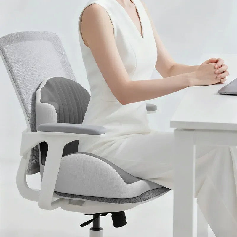 Ergonomisch traagschuim zit- en rugkussen voor bureaustoel, grijs