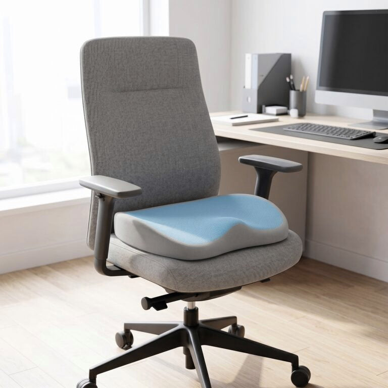 Ergonomisch traagschuim zitkussen voor bureaustoel, blauw en wit