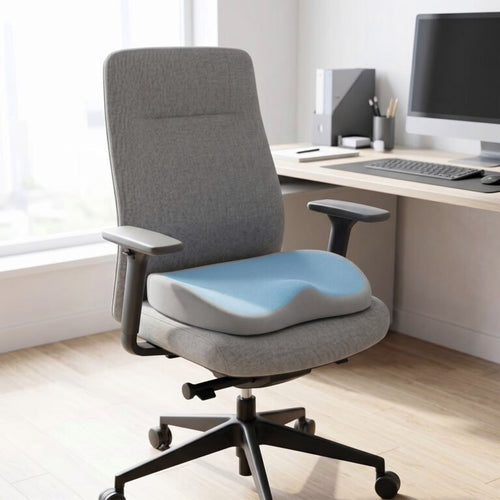 Ergonomisch traagschuim zitkussen voor bureaustoel, blauw en wit