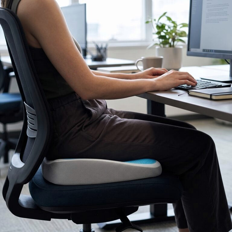 Ergonomisch traagschuim zitkussen voor bureaustoel, blauw en wit