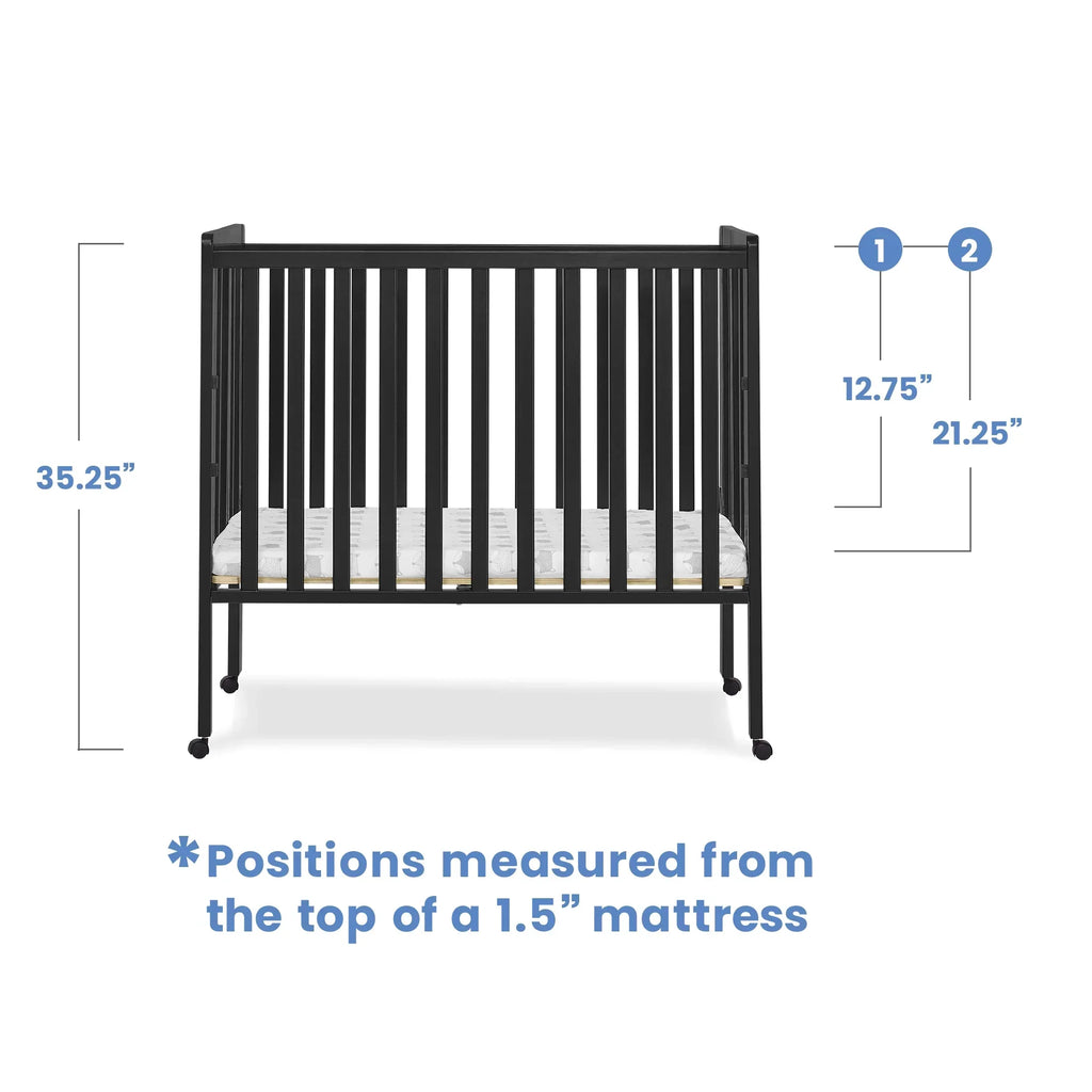 2026 NewDelta Children Lee Portable Folding Mini Crib with 1.5-Inch Mattress - Greenguard Gold Certified, Bianca White