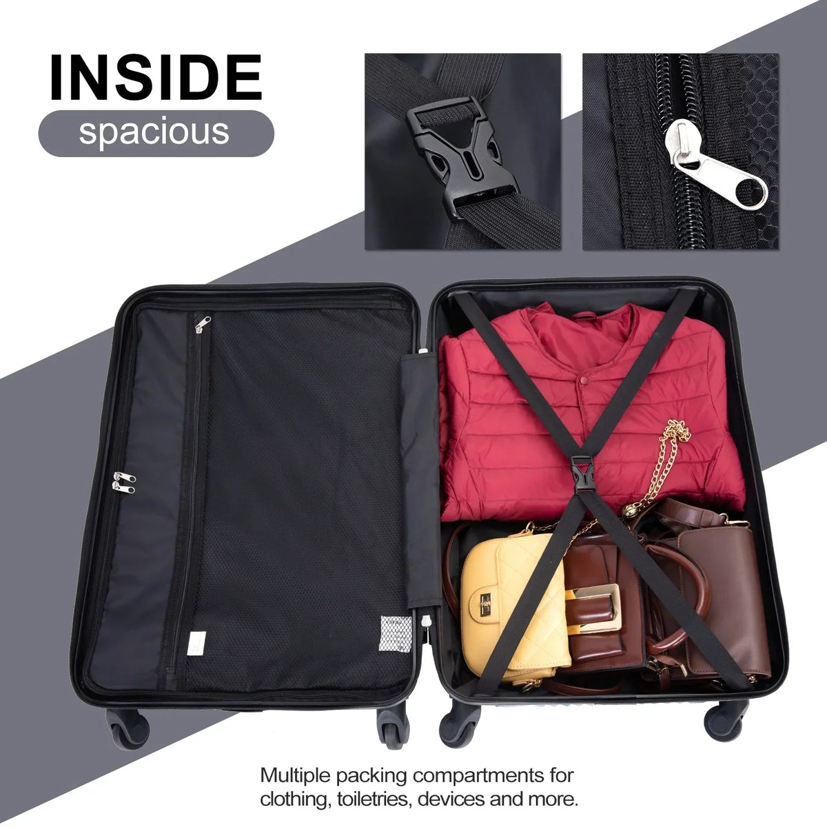 2026 NewTripcomp Luggage 3 Piece Set,Suitcase with Spinner Wheels Hardside Lightweight Luggage 20in24in28in.(Blue)