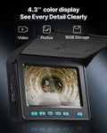 2026 NewVEVOR Sewer Camera, 98 ft/30m, 4.3" Drain Inspection Camera, IP68 Waterproof Snake Plumbing Camera with Lights - 6 Adjustable LEDs, 4500mAh Battery & 16GB Card for Sewer Line Duct Pipes