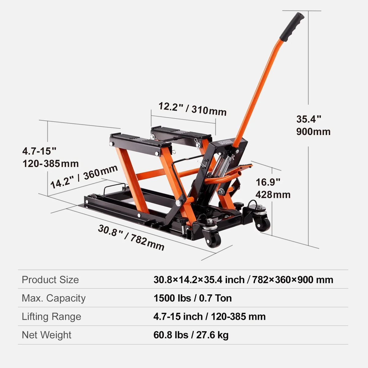 2026 NewKFFKFF 1500 LB Hydraulic Motorcycle ATV Lift Jack Hydraulic Pump Hoist Jack ATV Dirt Bike Stand
