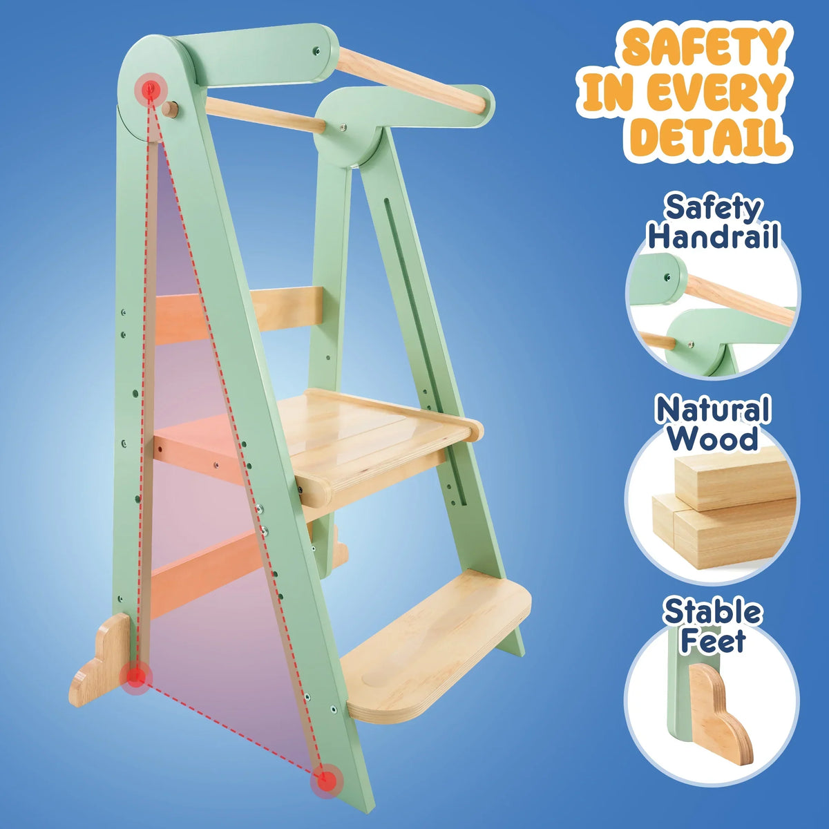 2026 NewHARPPA Foldable Toddler Kitchen Tower, Standing Tower for Kids Age 1.5-6 Years, White