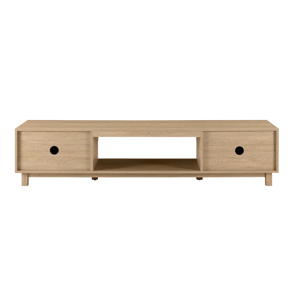 2026 NewWalker Edison Mid-Century Modern Reeded 2-Door TV Stand for TVs up to 80", Coastal Oak