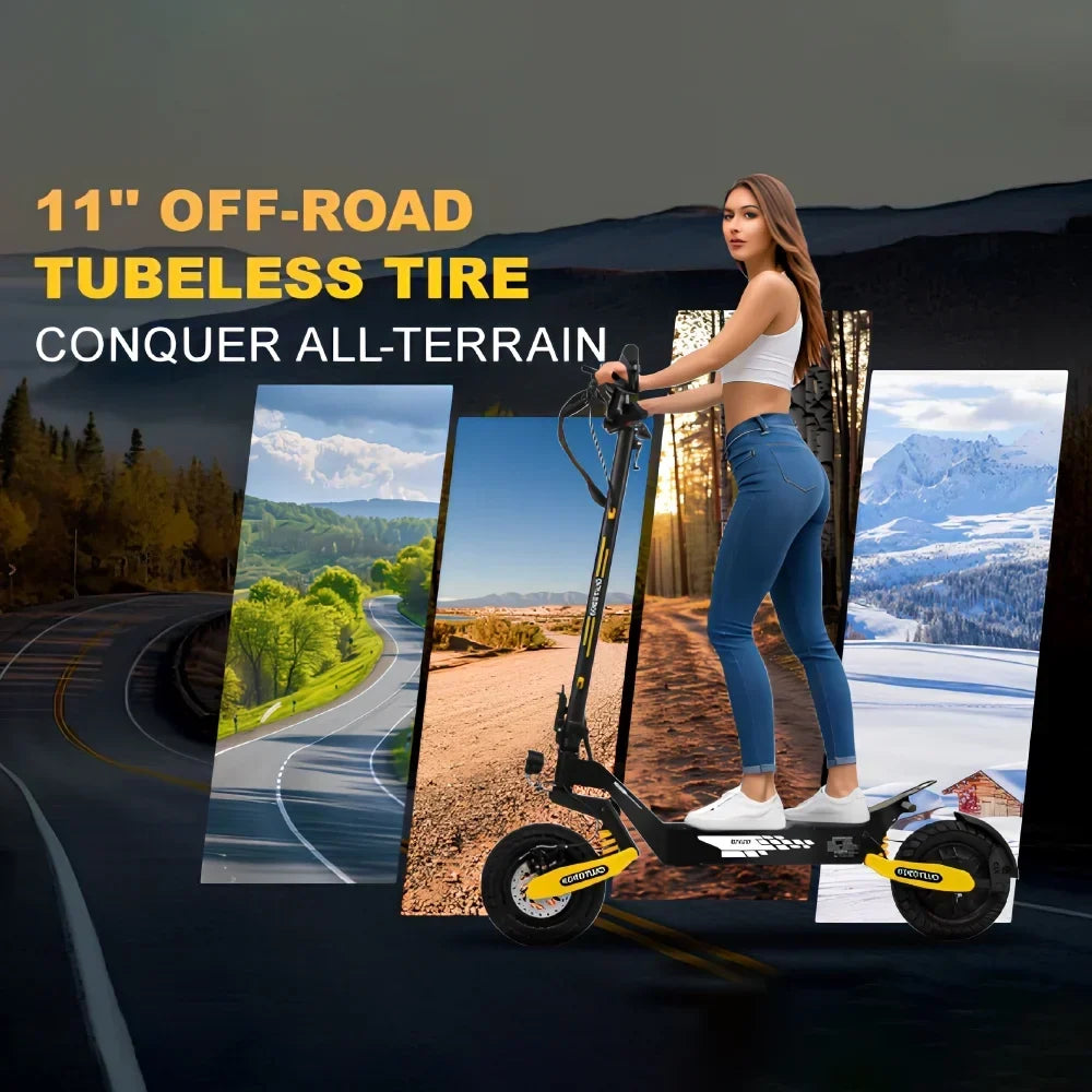 2026 NewOff Road Electric Scooter for Adults, 1200W Motor Fast E Scooter, Up to 28MPH Top Speed & 20Miles Long Range, 11" Off-Road Tires, 330lbs MAX Load, Foldable