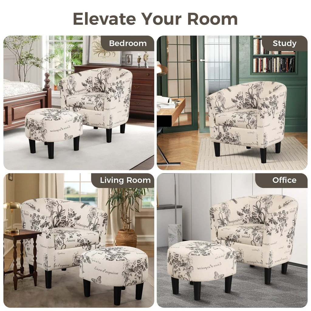 2026 NewBonzy Home Velvet Accent Chair with Ottoman for Living Room,Beige
