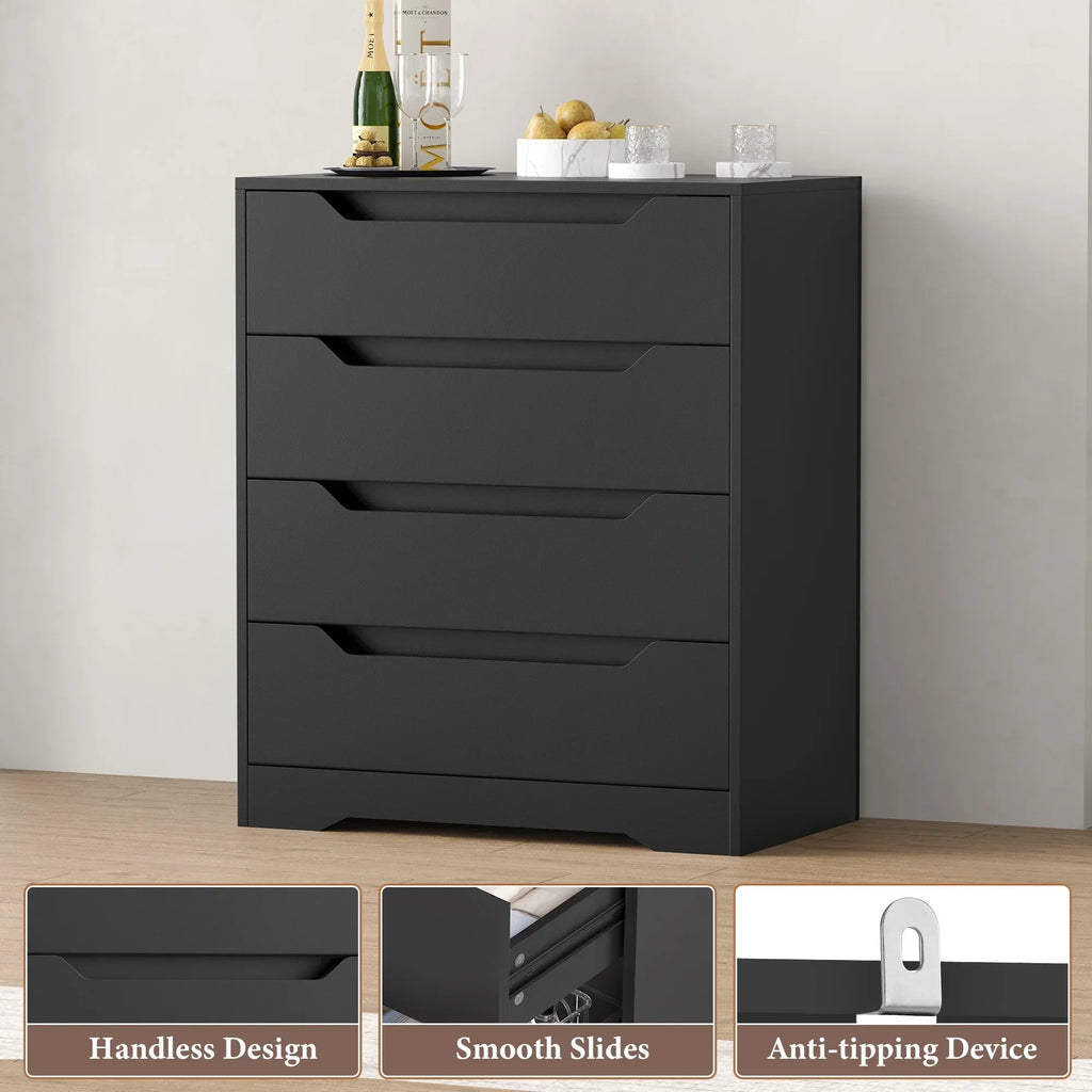 2026 NewHomfa 4 Large Drawers Dresser, Modern Wood Chest of Drawers for Bedroom Hallway Living Room, White