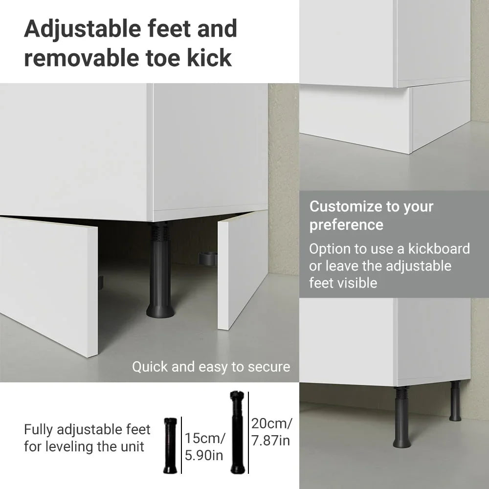 2026 NewMadesa Hazel Kitchen Storage Base Cabinet with 3 Drawers 23 Inch Wide Engineered Wood Painted Finish Floor Mount Removable Plinth - White