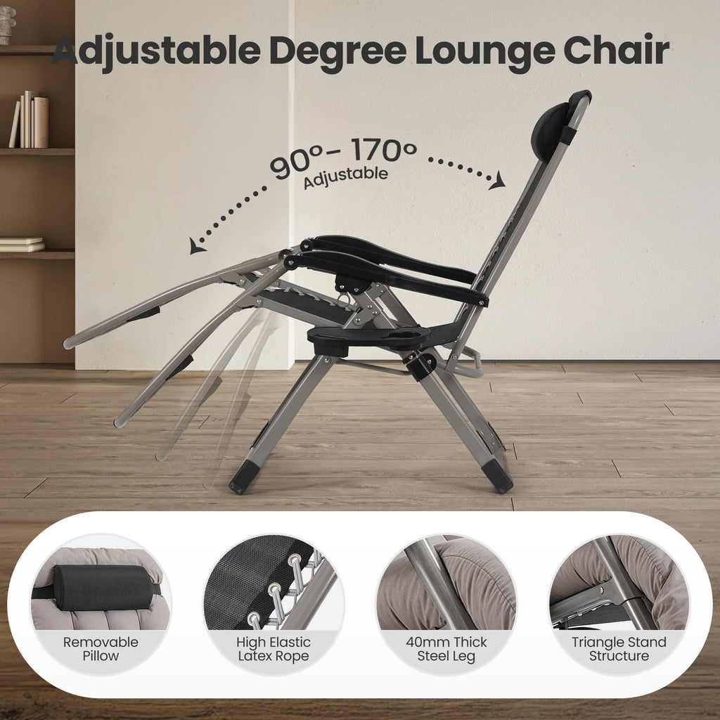 2026 NewNaipo Zero Gravity Chair, Outdoor Foldable Padded Lounge Chair Recliner with Side Table, 353lbs Lounge Chair Sleep Relaxing, Winner