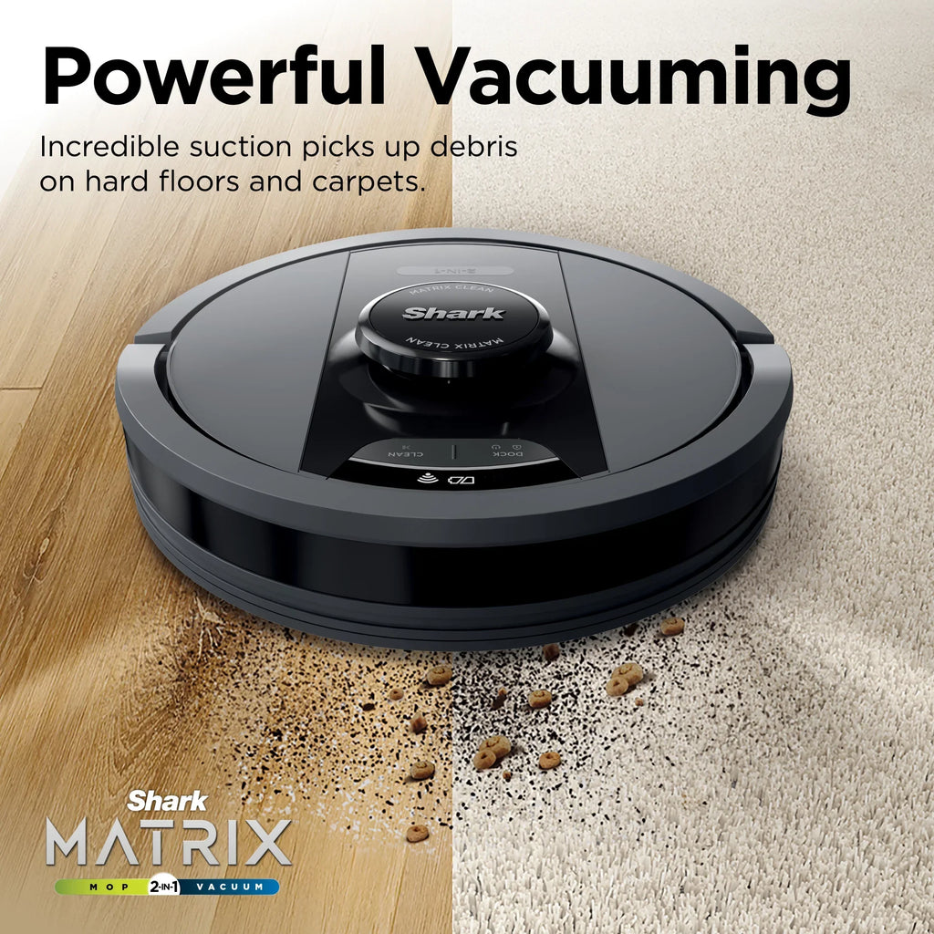 2026 NewShark Matrix Robot Vacuum & Mop, Auto Empty, Carpets and Hard Floors, 30-Day Capacity Base, Precision Home Mapping, Pet-Friendly, Wi-Fi, RV2400WS
