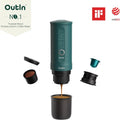2026 NewOutIn Nano Portable Electric Espresso Machine, Travel Coffee Maker for Camping, Car Coffee Maker Self-Heating with USB-C, With Ground Coffee & NS Capsule for RV, Hiking, Office