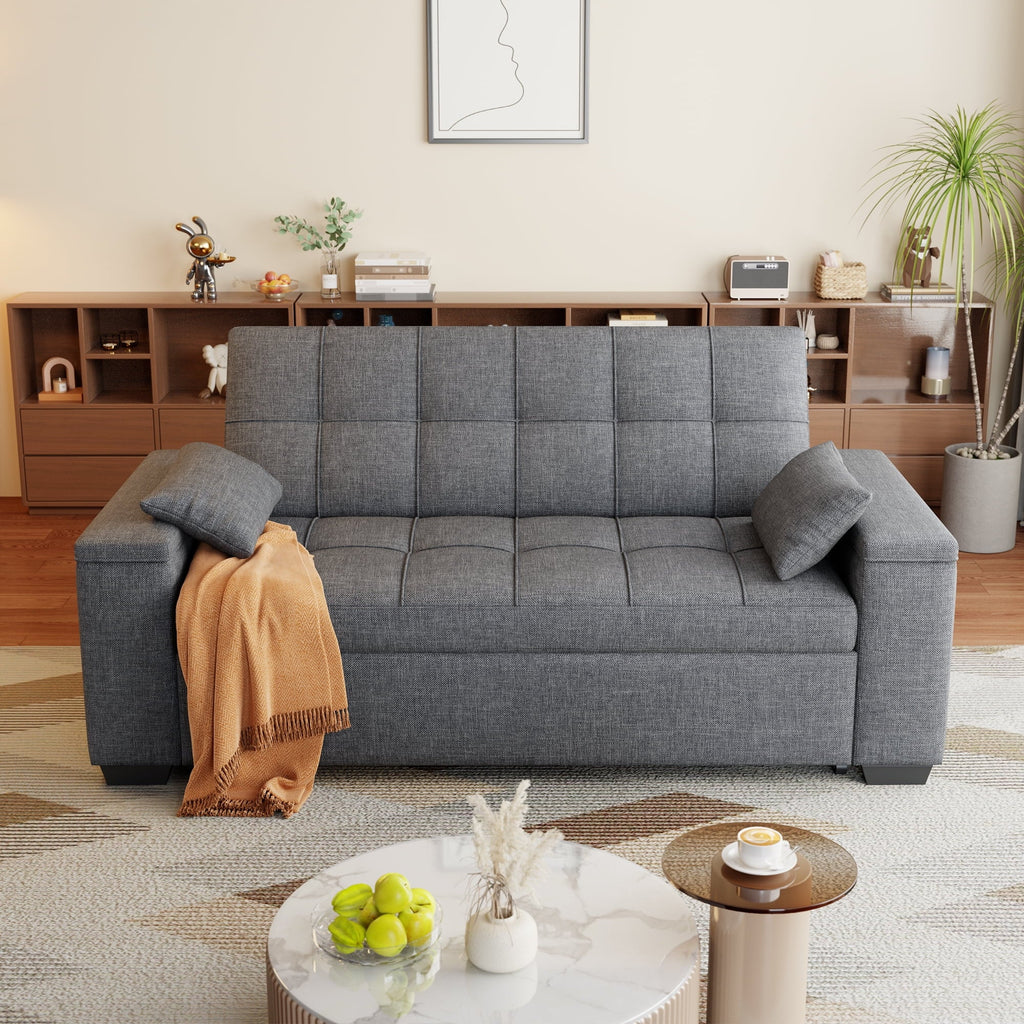 2026 NewSofa Bed, Lofka 3-in-1 Convertible Sleeper Sofa with Storage, Adjustable Backrest & Pull Out Function - Sleeper Chair for Small Space, Apartment, Dark Grey