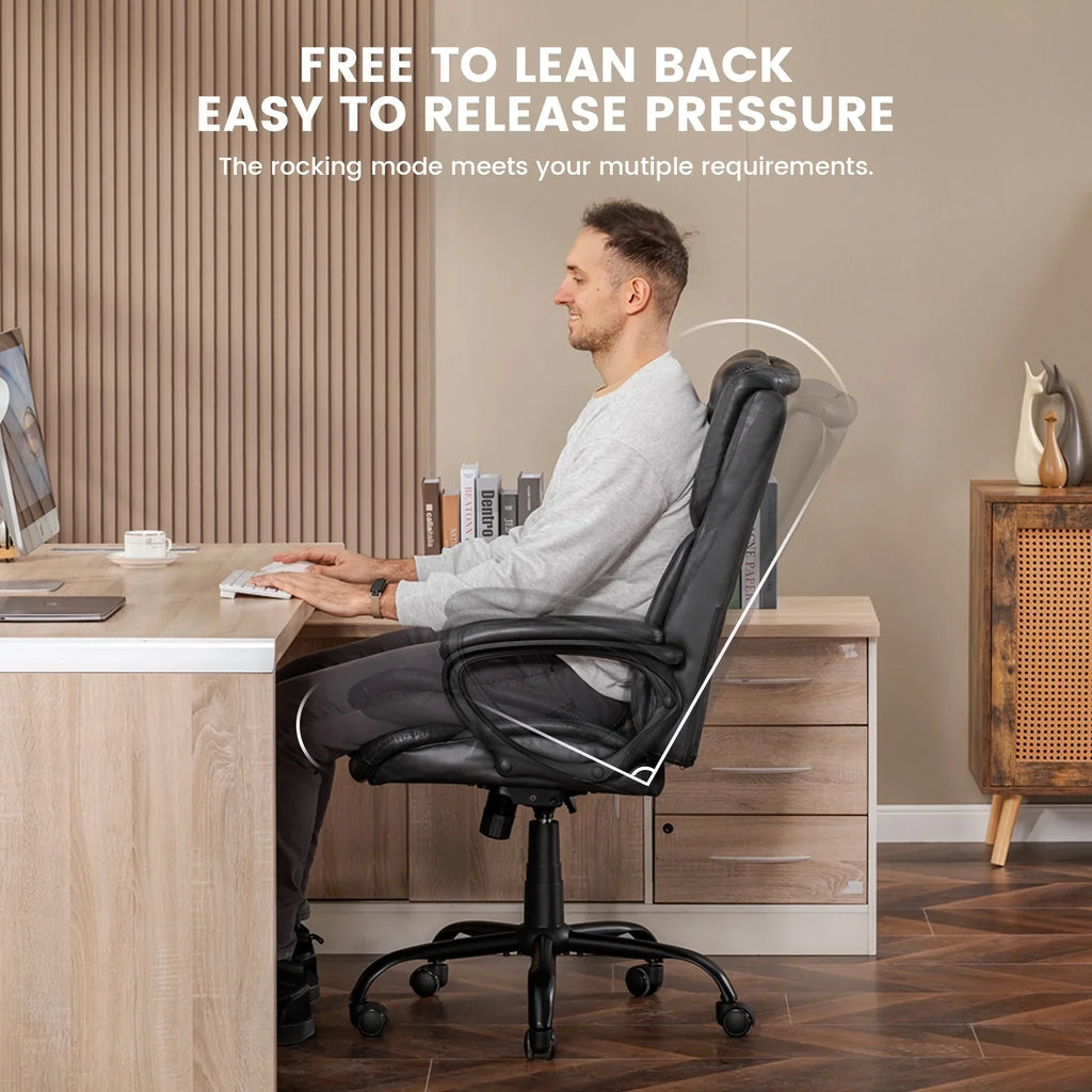 2026 NewMainstays Executive Ergonomic High Back Leather Home Office Desk Chair, Black