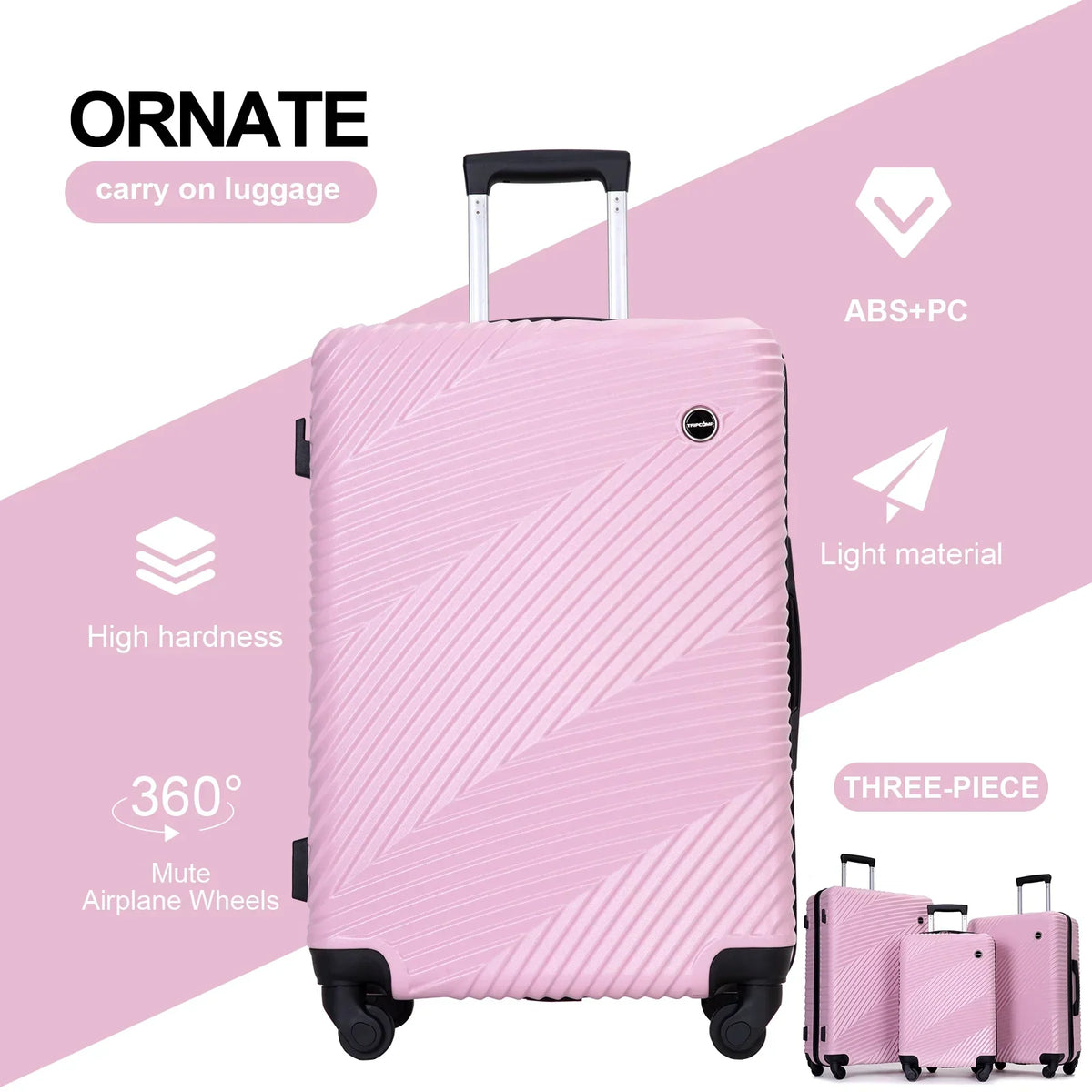 2026 NewTripcomp Luggage 3 Piece Set,Suitcase with Spinner Wheels Hardside Lightweight Luggage 20in24in28in.(Blue)