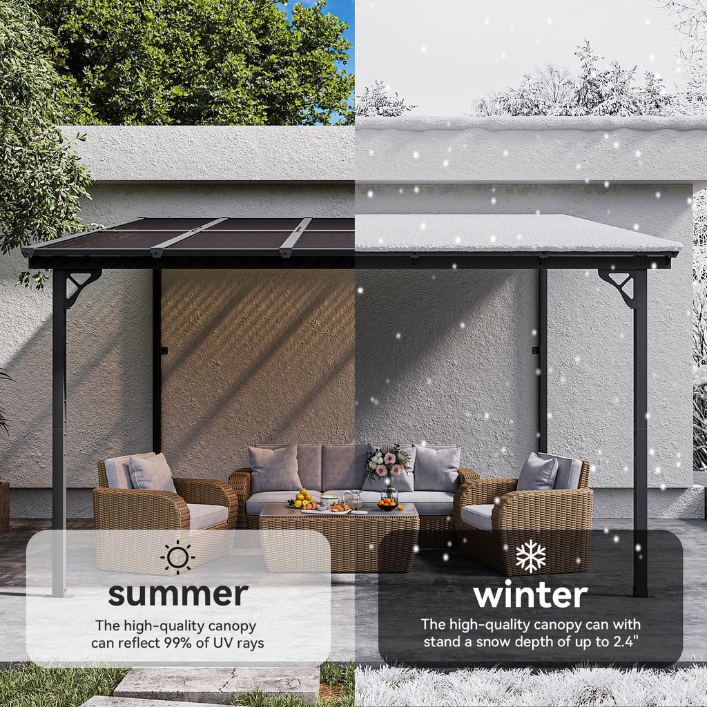 2026 NewAoxun 8' x 5' Gazebo for Patio, Gazebo Pergola with Sloped Roof, Grill Gazebo Large Wall-Mounted Heavy Duty Awnings, for Backyard, Deck, Patio