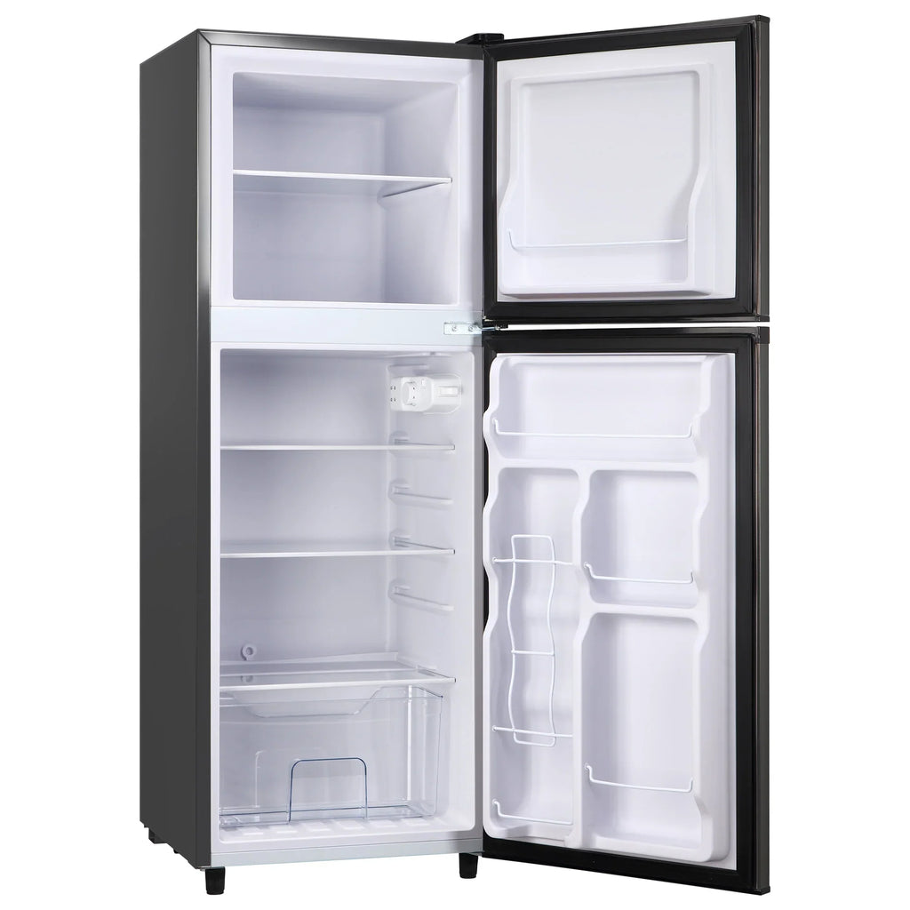 2026 New4.5 Cu.ft Compact Refrigerator 2 Door with Freezer,7 Adjustable Thermostat & 4 Removable Glass Shelves,Large Size Refrigerator for Garage/Bedroom/Kitchen/Apartment and Office,Grey