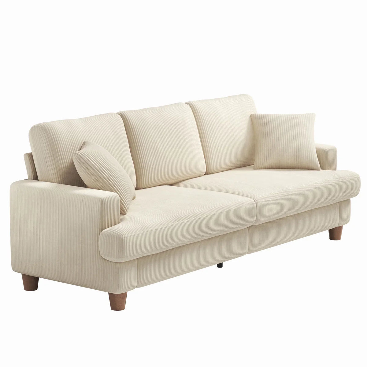 2026 New87" Corduroy Sofa,3 Seater Sofa with Extra Deep Seats,Neche Comfy Upholstered Couch for Living Room,2 Pillows,Green