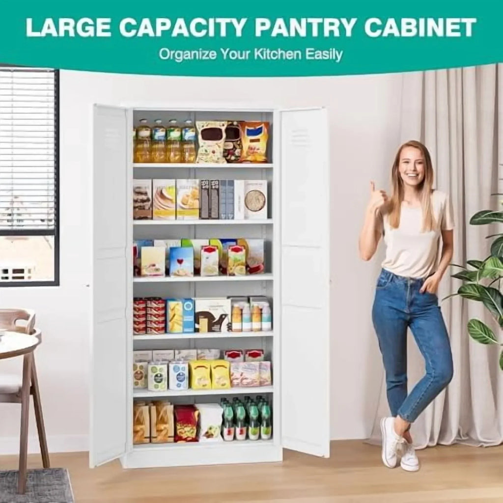 2026 NewMetal Wardrobe Cabinet with Hanging Rod,Black Armoire Wardrobe Closet,Metal Clothing Storage Cabinet with Adjustable Shelves and Doors,72" Cloth Storage Cabinets for Home,Living/Laundry Room