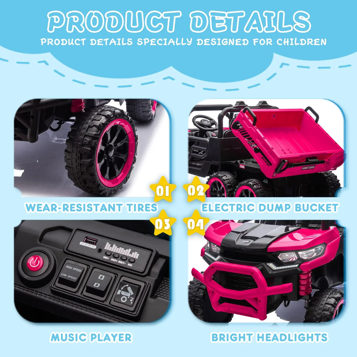 2026 NewXuanlur 24V 2 Seater Kids Ride on Car Truck, Ride on UTV W/ 2x200W Motor, 24 Volt Ride on Toys W/ Dump Bed/Shovel, Electric Car for Kids W/ Durable Tires, LED Light, Music, Remote Control, Black