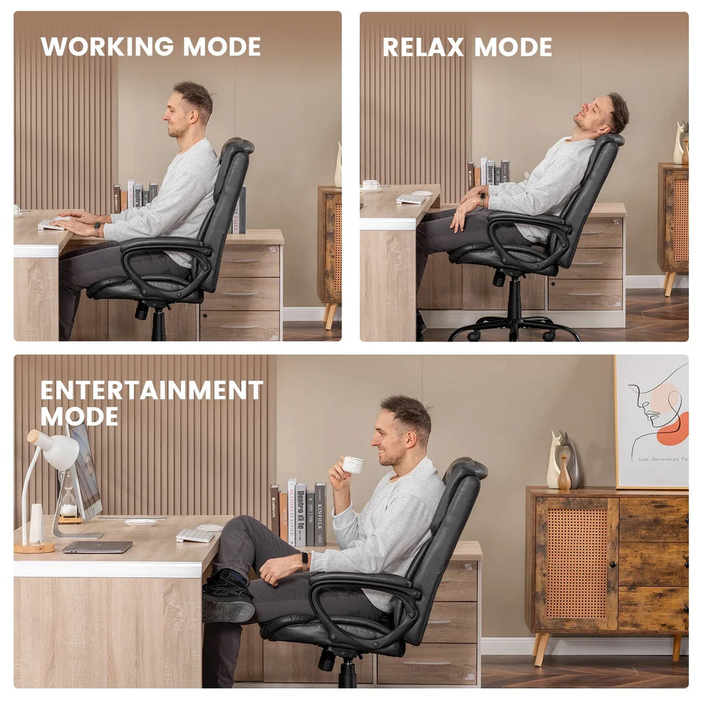 2026 NewMainstays Executive Ergonomic High Back Leather Home Office Desk Chair, Black