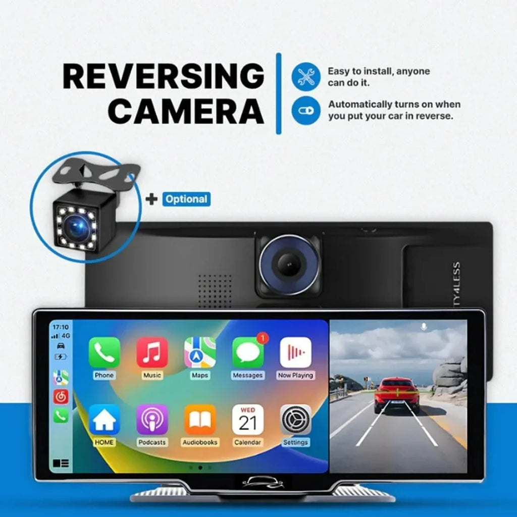 2026 NewCar Tablet Pro Max 2025 Model, 10.26" HD Touch Carplay & Android Auto Screen, 4K Dash Cam Dual Camera with Voice Control, Mirror Link, Bluetooth, GPS Navigation, 1080p Backup Camera 64/128G