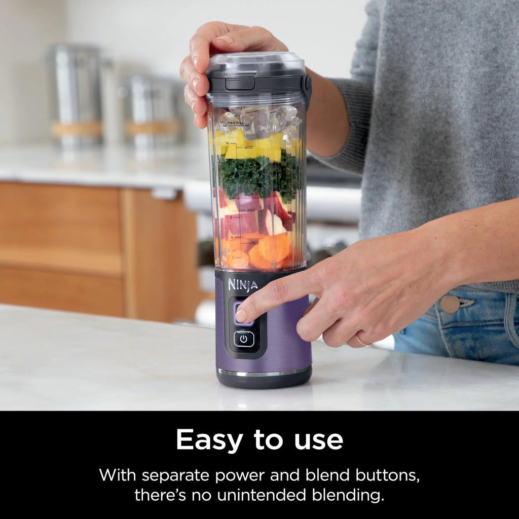 2026 NewNinja Blast Portable Blender, Cordless, 18oz. Vessel, Personal Blender for Shakes & Smoothies, BPA Free, Leakproof Lid & Sip Spout, USB-C Rechargeable, Dishwasher Safe Parts, Metallic Purple,
