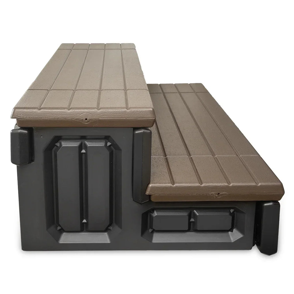 2026 NewXtremepowerUS Hot Tub Steps With Storage, Spa Step, 36" Length, Camper/Deck Steps, Anti-Slip Brown