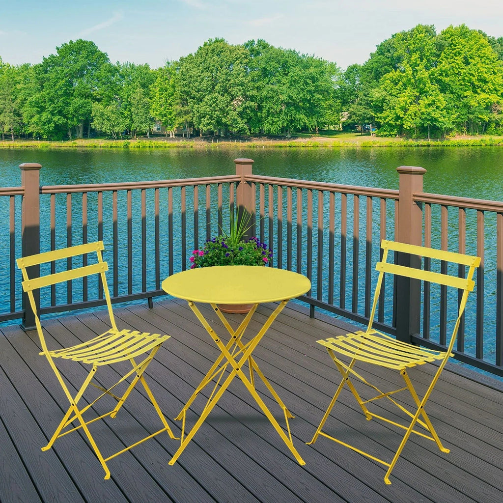 2026 NewAlin 3 Piece Relaxing Outdoor Furniture Set �?2 Handy Chairs With a Round Table - Yellow