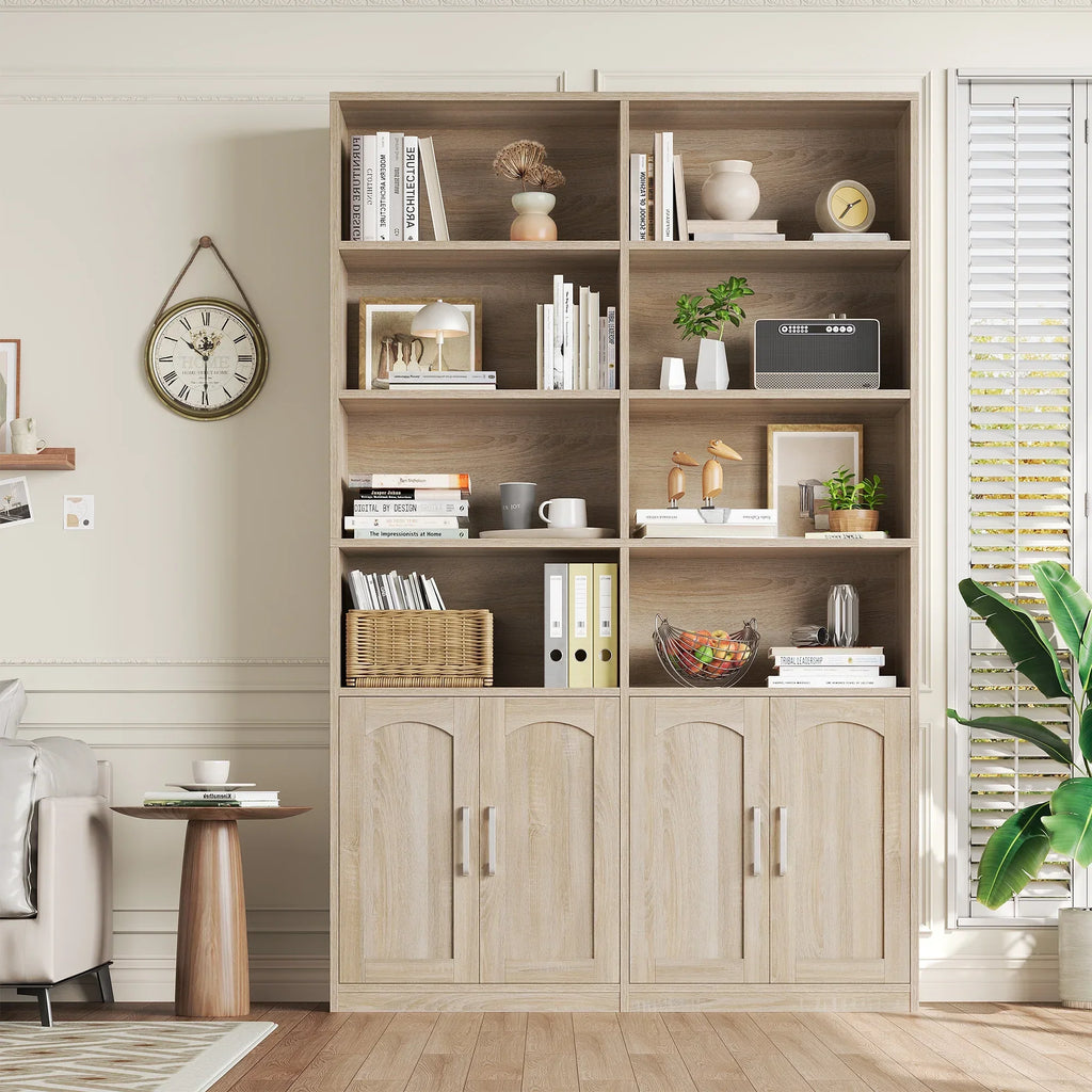 2026 NewHomfa 73" Tall Bookcases with Doors, 8 Cubes 6-Tier Double Row Bookshelf, White Bookcase for Living Room Home Office