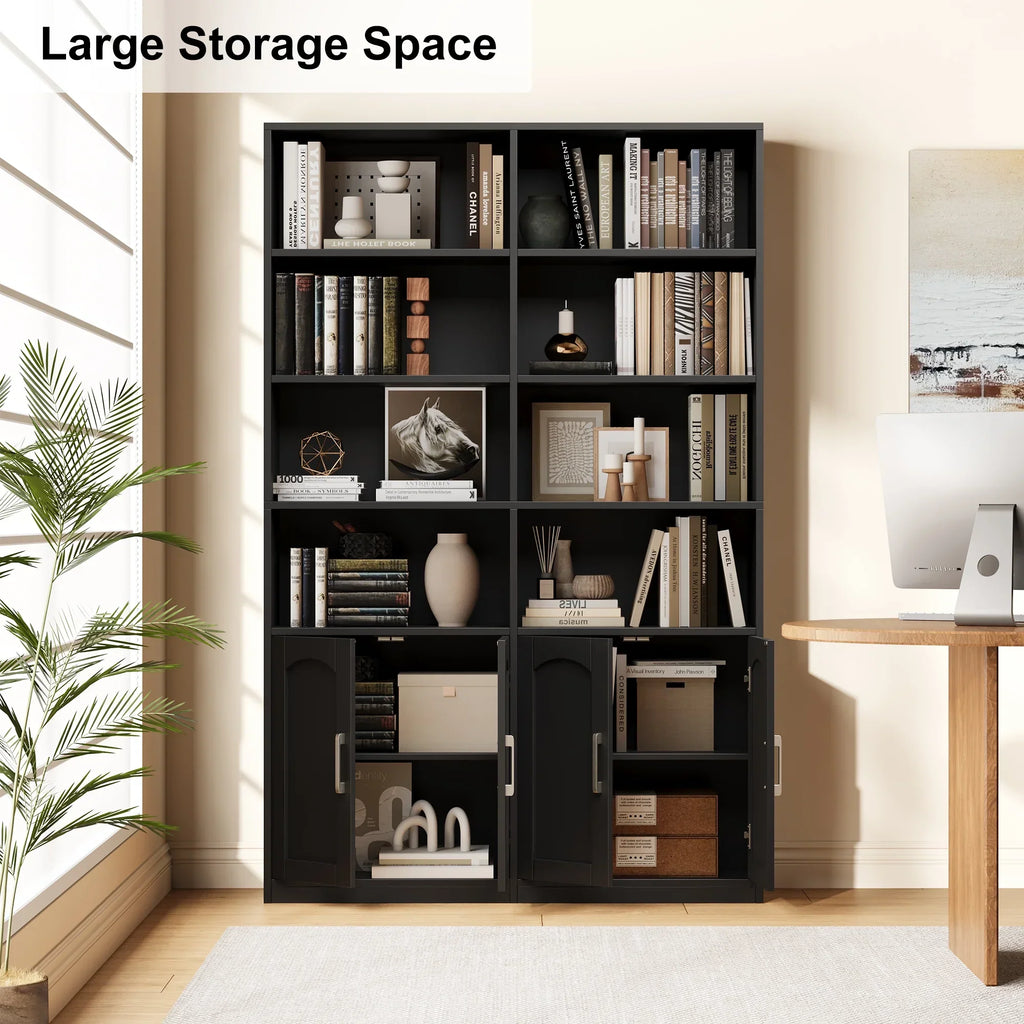 2026 NewHomfa 73" Tall Bookcases with Doors, 8 Cubes 6-Tier Double Row Bookshelf, White Bookcase for Living Room Home Office