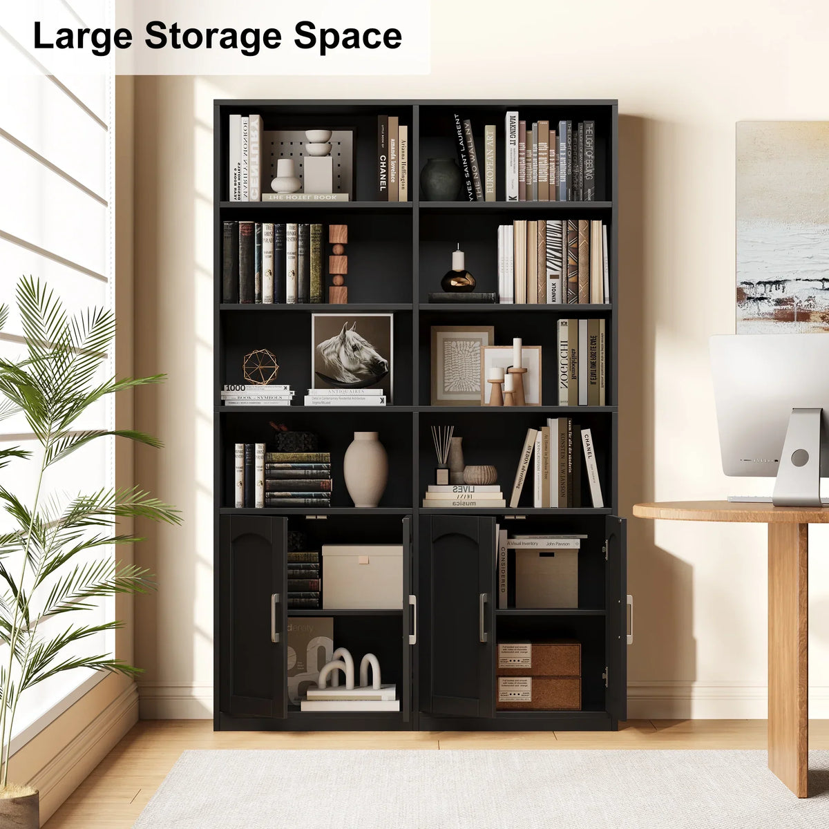 2026 NewHomfa 73" Tall Bookcases with Doors, 8 Cubes 6-Tier Double Row Bookshelf, White Bookcase for Living Room Home Office