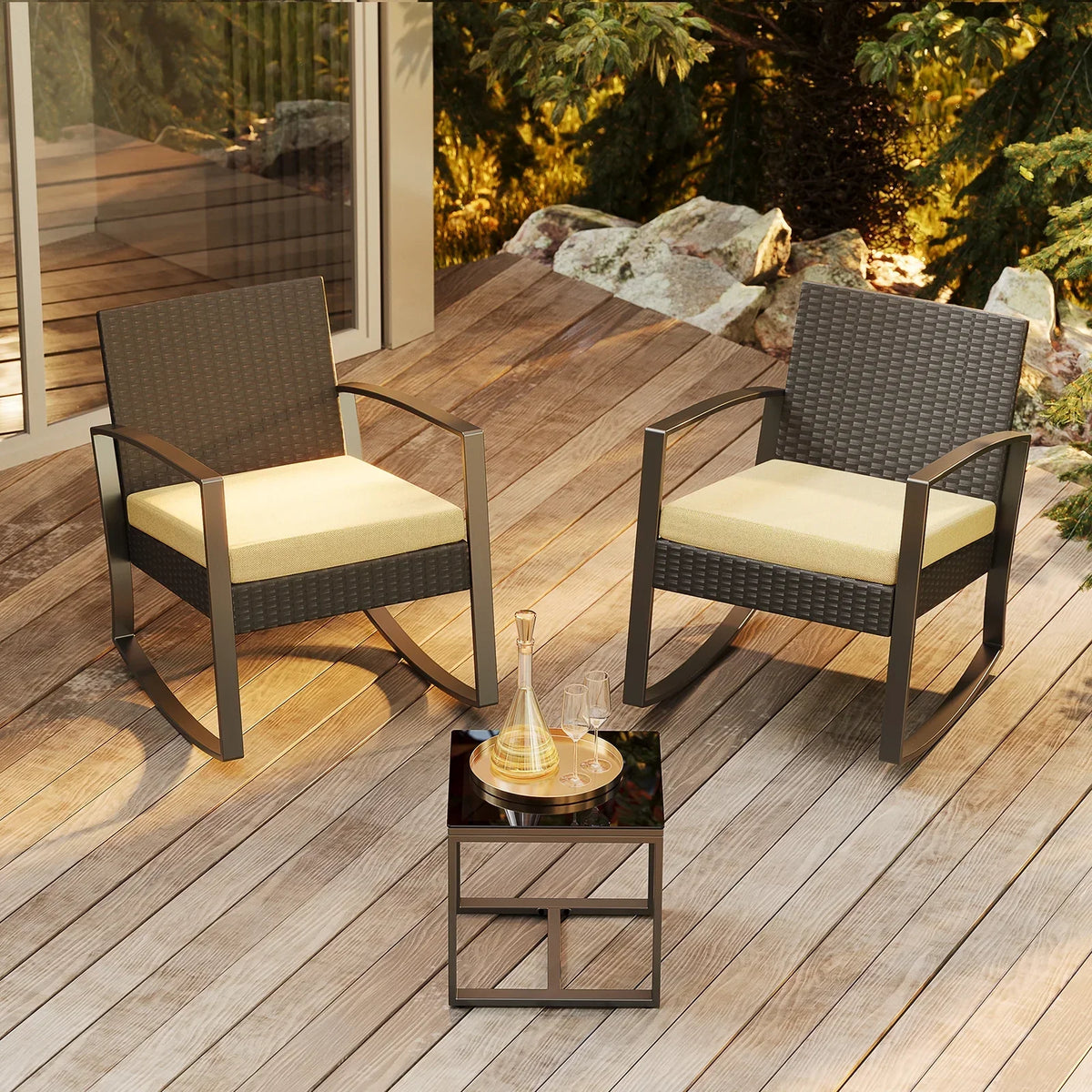 2026 NewPatio Furniture Set Clearance, Lofka 5 Piece Outdoor Sectional Furniture Chair Set with Cushions and Tea Table, Gray