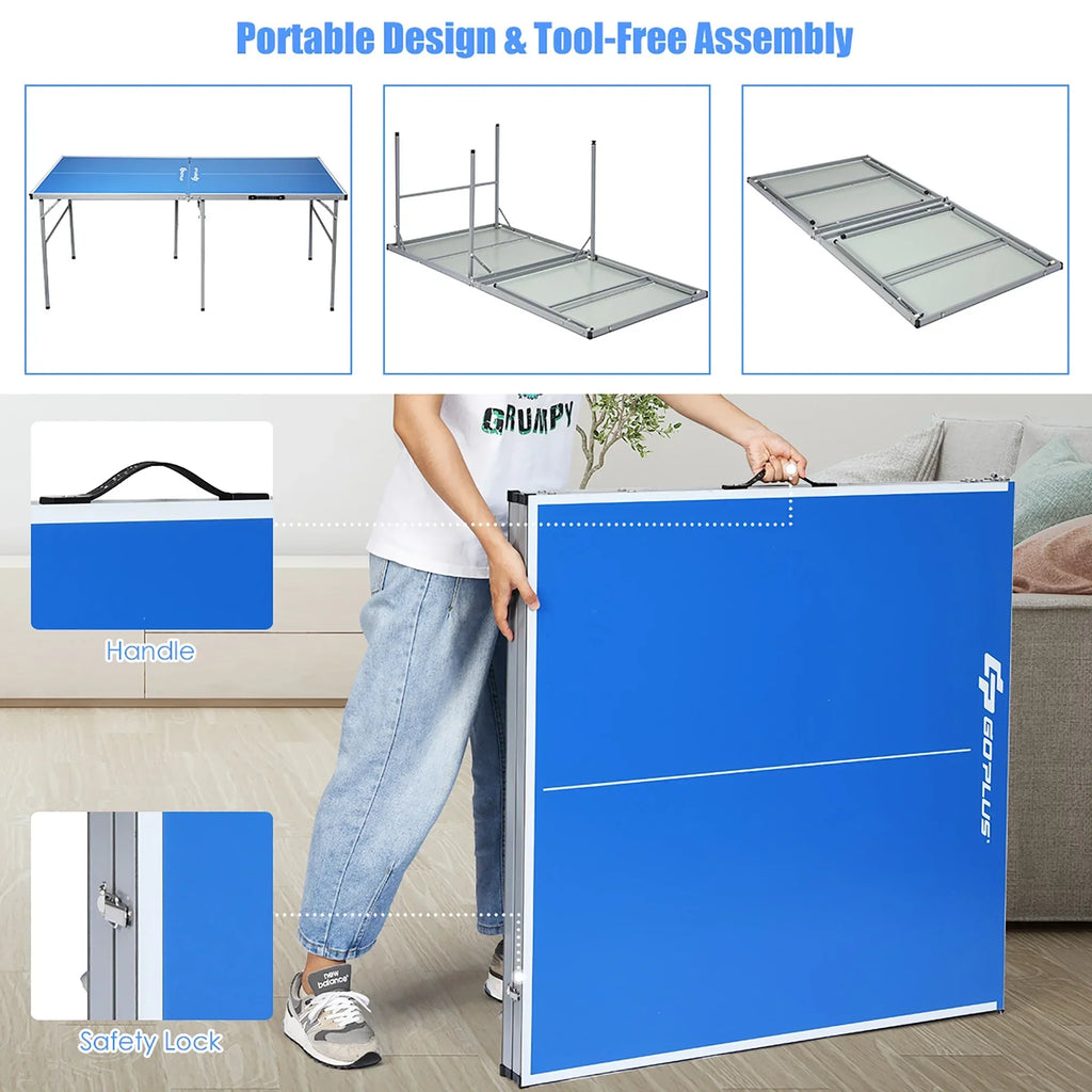 2026 NewGoplus 6" x3" Portable Tennis Ping Pong Folding Table w/Accessories Indoor Outdoor Game